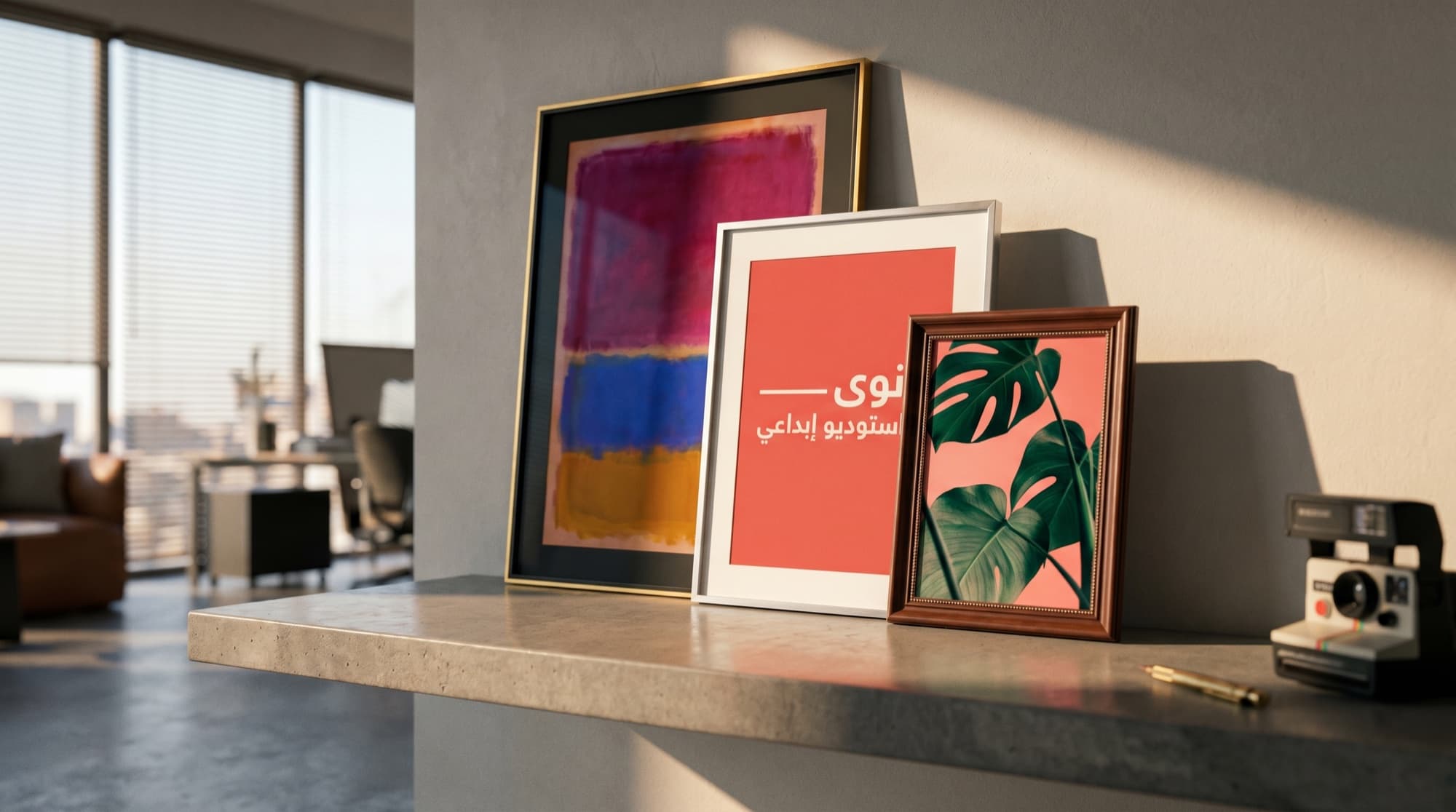 لوحة مؤطرة على جدار معرض